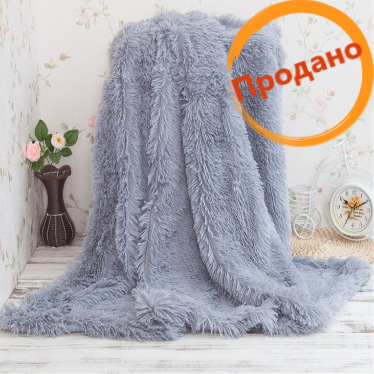 Плед покрывало травка серое Koloco
