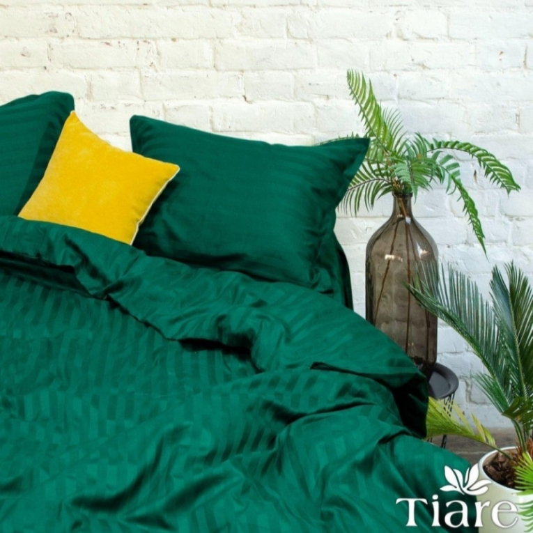 Однотонное постельное белье Вилюта евро сатин Тиаре 68 зеленое