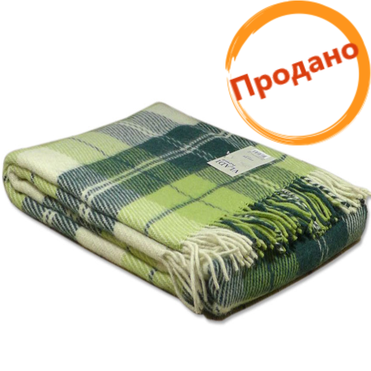 Шерстяной плед на кровать Vladi Эльф белый - салатовый - зеленый 2